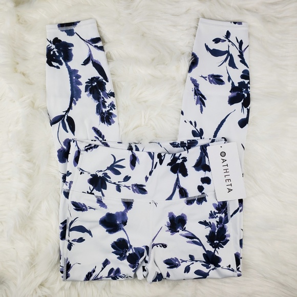 NWT Athleta White Water Flower 7/8 Leggings - Picture 3 of 7